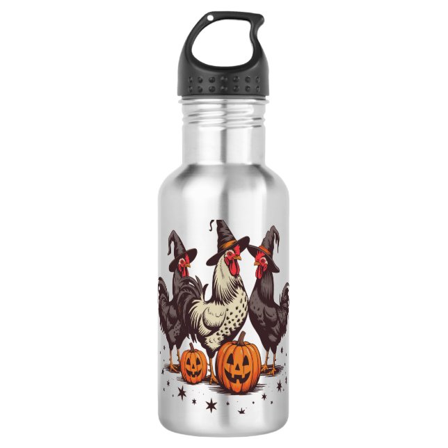 Halloween Pumpkin-Hühnerwitscher Fall Edelstahlflasche (Vorderseite)
