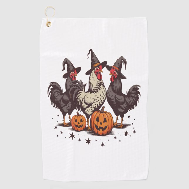 Halloween Pumpkin-Hühnerwitscher Fall Golfhandtuch (Vorderseite)