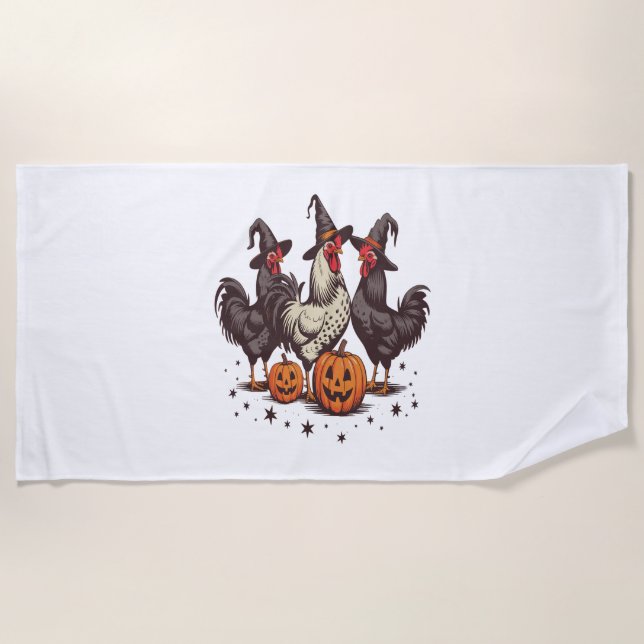 Halloween Pumpkin-Hühnerwitscher Fall Strandtuch (Vorderseite)