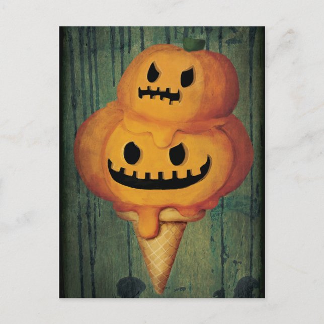 Halloween Pumpkin Ice Creme Cone Postkarte (Vorderseite)