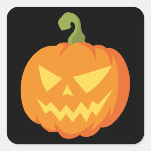 Halloween Pumpkin Illustration Funny Beängstigend Quadratischer Aufkleber