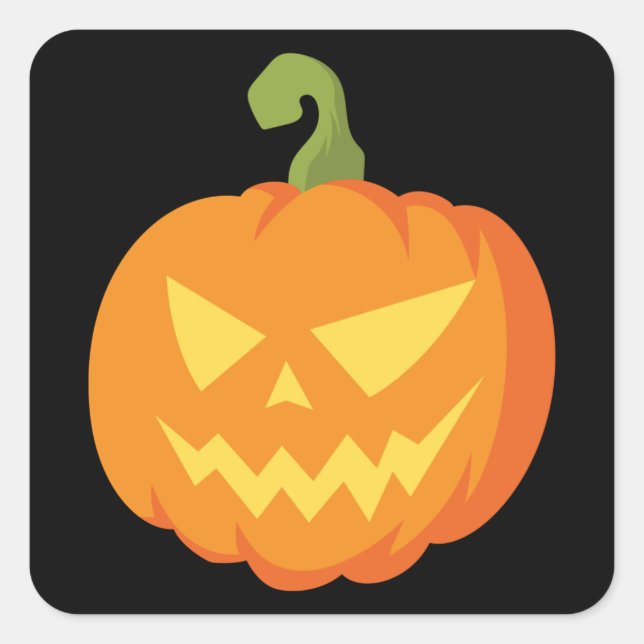 Halloween Pumpkin Illustration Funny Beängstigende Quadratischer Aufkleber (Vorderseite)