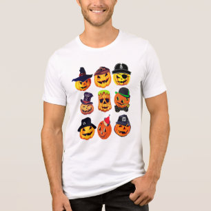 Halloween Pumpkin Jack Lantern Crew Neck T - Shirt