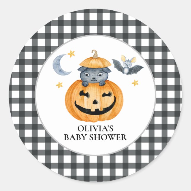 Halloween Pumpkin Jack-O-Lantern Babydusche Runder Aufkleber (Vorderseite)