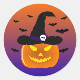 Halloween Pumpkin Jack o’ Lantern Hexenhut Runder Aufkleber