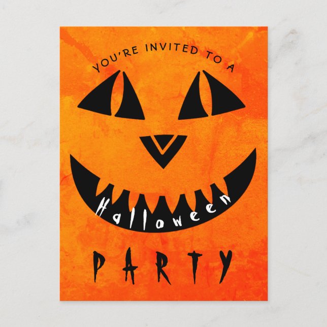 Halloween Pumpkin Jack O' Lantern Spooky Party Einladungspostkarte (Vorderseite)