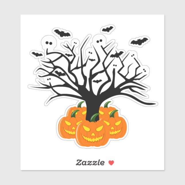 Halloween Pumpkin Jack o’ Lantern Totenbaum Aufkleber (Blatt)