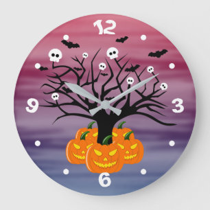 Halloween Pumpkin Jack o’ Lantern Totenbaum Große Wanduhr