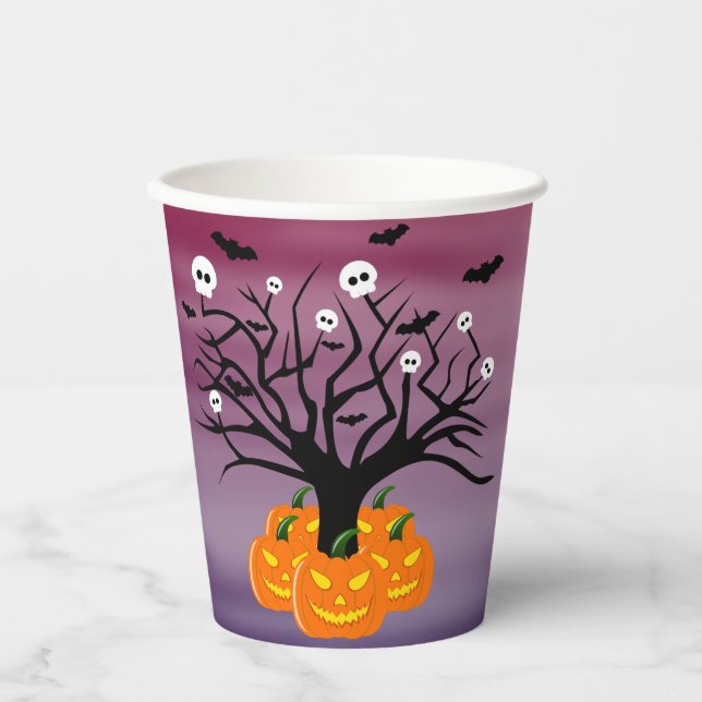 Halloween Pumpkin Jack o’ Lantern Totenbaum Pappbecher (Vorderseite)