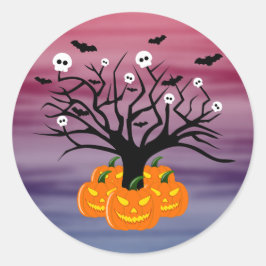 Halloween Pumpkin Jack o’ Lantern Totenbaum Runder Aufkleber