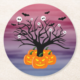 Halloween Pumpkin Jack o’ Lantern Totenbaum Runder Pappuntersetzer