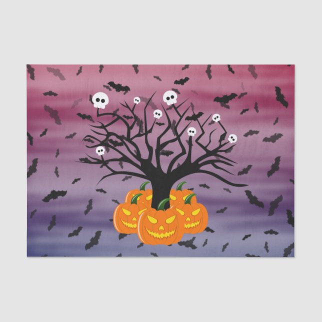 Halloween Pumpkin Jack o’ Lantern Totenbaum Seidenpapier (Vorderseite)