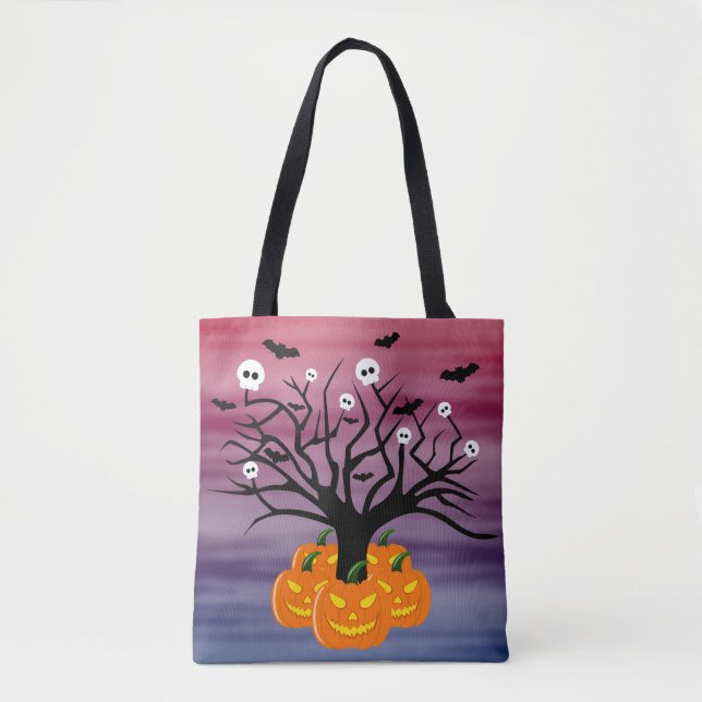 Halloween Pumpkin Jack o’ Lantern Totenbaum Tasche (Vorderseite)