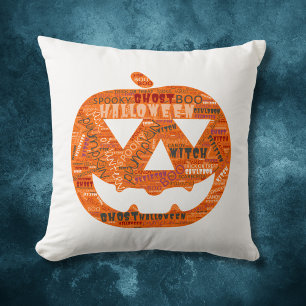 Halloween Pumpkin Jack-o''Lantern Word Cloud Kissen