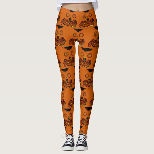 Halloween Pumpkin JackO'Lantern Samhain Festival Leggings (Vorderseite)