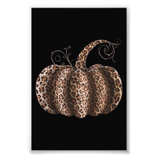 Halloween Pumpkin Kariert Leopard Fall Erntedank Fotodruck (Vorne)