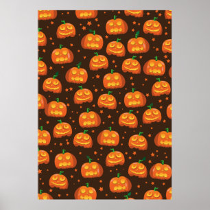 Halloween Pumpkin Kopf Muster. Poster