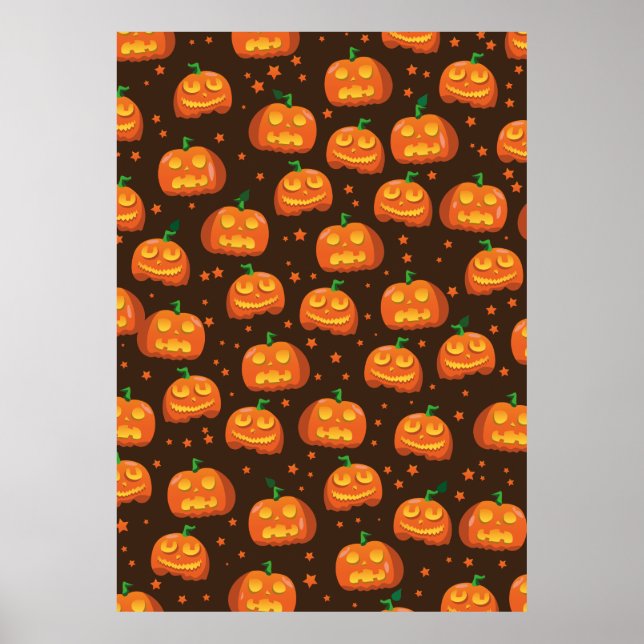 Halloween Pumpkin Kopf Muster. Poster (Vorne)