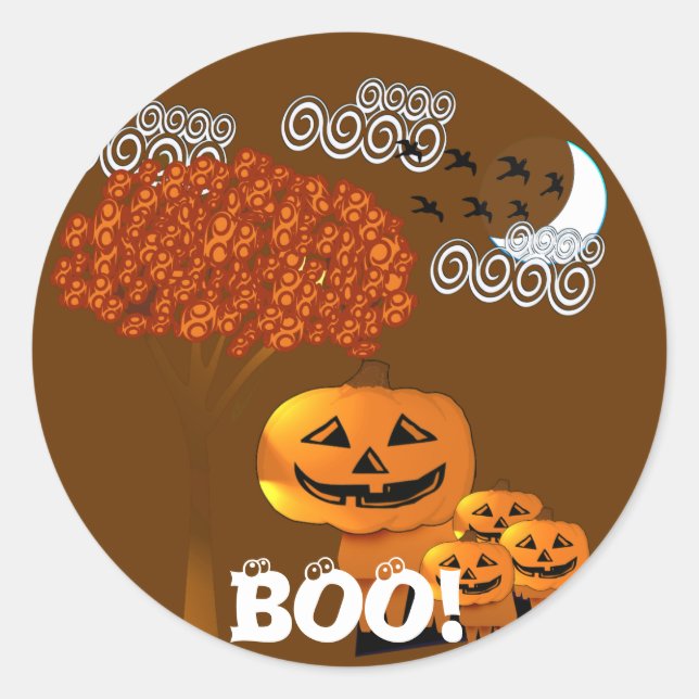 HALLOWEEN PUMPKIN-KOPF RUNDER AUFKLEBER (Vorderseite)