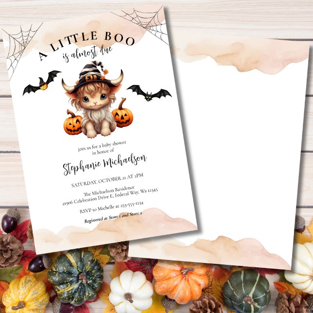 Halloween Pumpkin Kuh Little Boo Baby Dusche Einladung (Halloween Pumpkin Cow Little Boo Baby Shower Invitation)