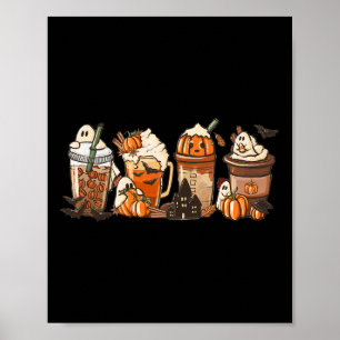 Halloween Pumpkin Latte Drink Cup Poster