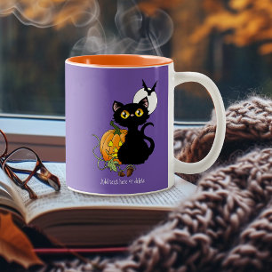 Halloween Pumpkin Lila Black Cat Zweifarbige Tasse