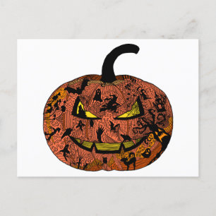 Halloween Pumpkin Line Art Postkarte