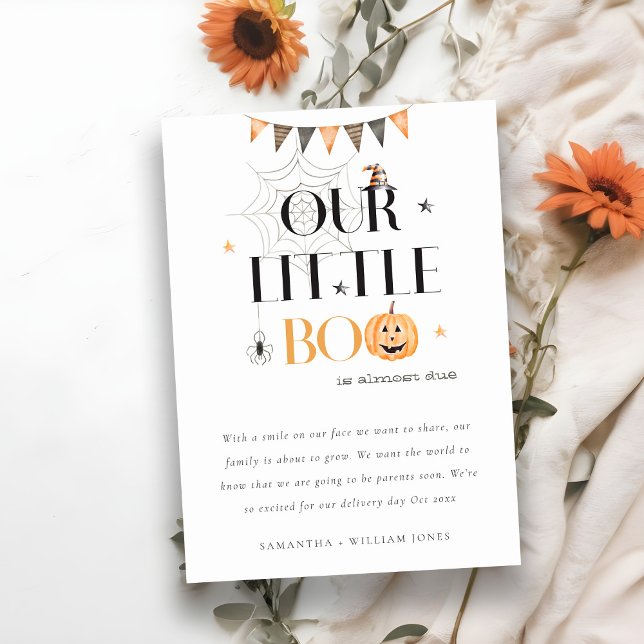 Halloween Pumpkin Little Boo Baby Ankündigung (Von Creator hochgeladen)