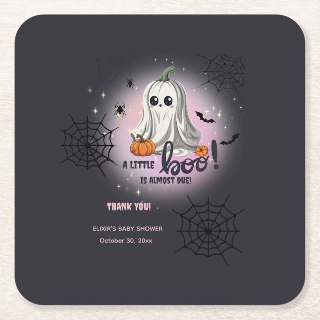 Halloween Pumpkin Little Boo Baby Dusche Rechteckiger Pappuntersetzer (Vorderseite)