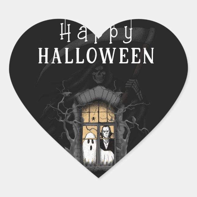 Halloween Pumpkin Little Boo Herz-Aufkleber (Vorderseite)