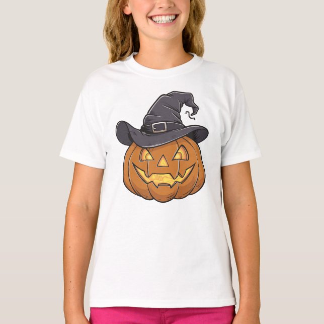 Halloween Pumpkin, Mädchen T-Shirt (Vorderseite)