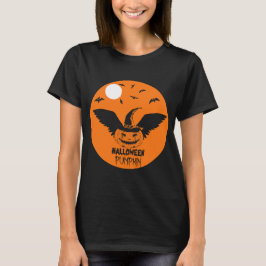 Halloween Pumpkin mit Hexenhut und Fledermäusen T-Shirt