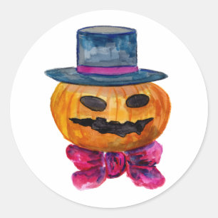 Halloween Pumpkin mit Krawatte von Hat und Bow Runder Aufkleber