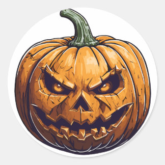 Halloween Pumpkin mit leuchtenden Augen Runder Aufkleber