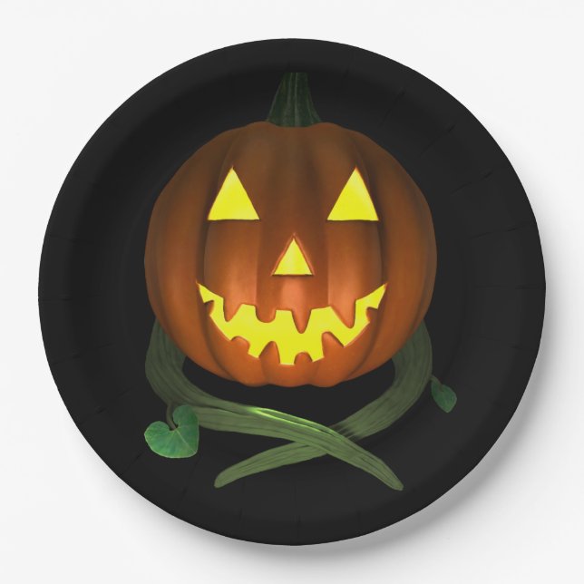 Halloween Pumpkin mit Reben Pappteller (Vorderseite)