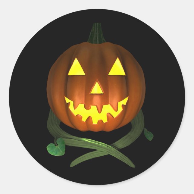 Halloween Pumpkin mit Reben Runder Aufkleber (Vorderseite)