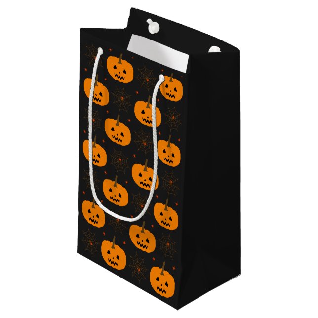 Halloween Pumpkin Muster kleine Geschenktasche Kleine Geschenktüte (Vorderseite Schrägansicht)