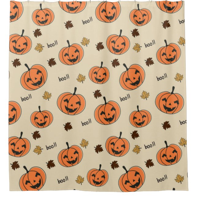 Halloween Pumpkin Nahtloses Muster Duschvorhang (Vorderseite)