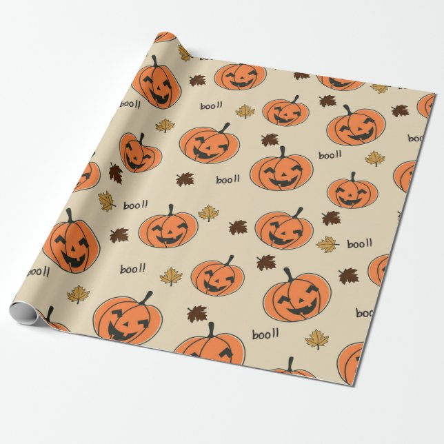 Halloween Pumpkin Nahtloses Muster Geschenkpapier (Ungerollt)