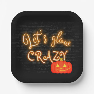Halloween Pumpkin Neon Sign auf Brick Pappteller