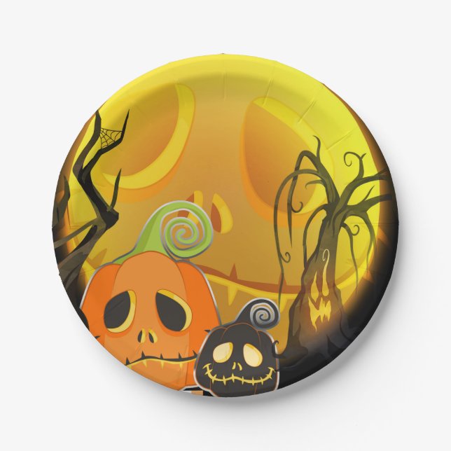 Halloween Pumpkin Niedlich Whimsical Party Pappteller (Vorderseite)