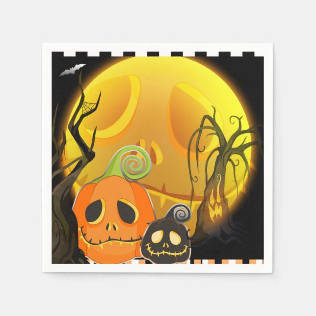 Halloween Pumpkin Niedlich Whimsical Party Serviette (Vorderseite)