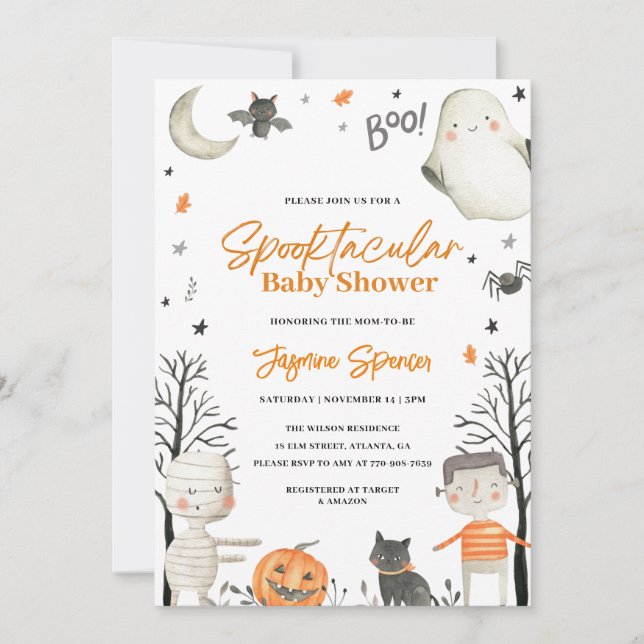 Halloween Pumpkin Orange Babydusche Einladung (Vorderseite)