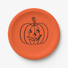 Halloween Pumpkin Orange Jack-o-Lantern Pappteller
