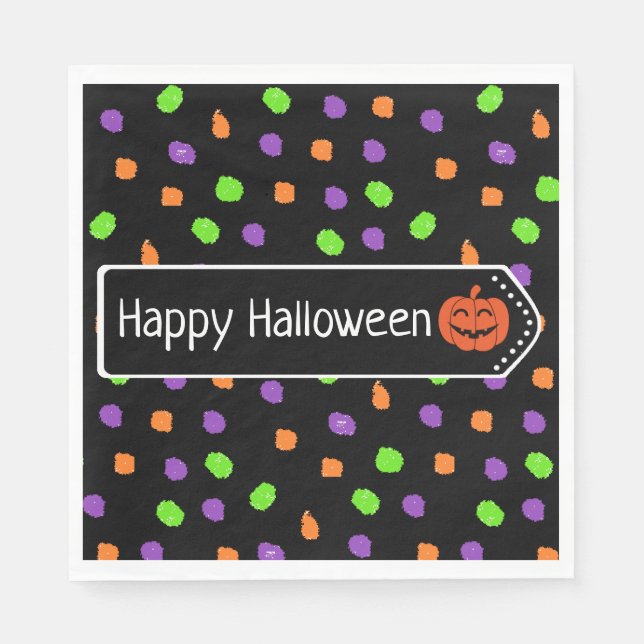 Halloween Pumpkin Orange, Lila und Limettengrün Serviette (Vorderseite)