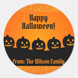 Halloween Pumpkin Orange Spooky Silhouette Custom Runder Aufkleber