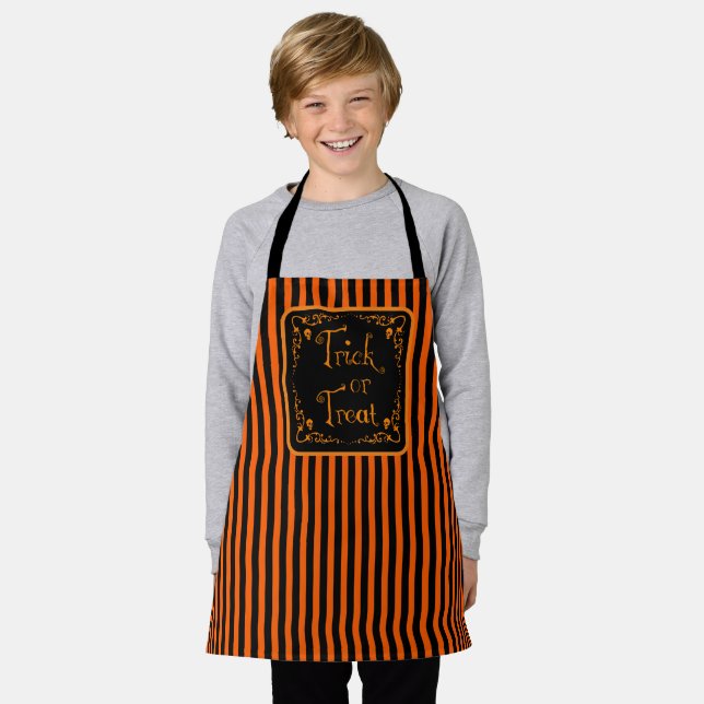 Halloween Pumpkin Orange Trick oder Treat Schürze (Getragen)