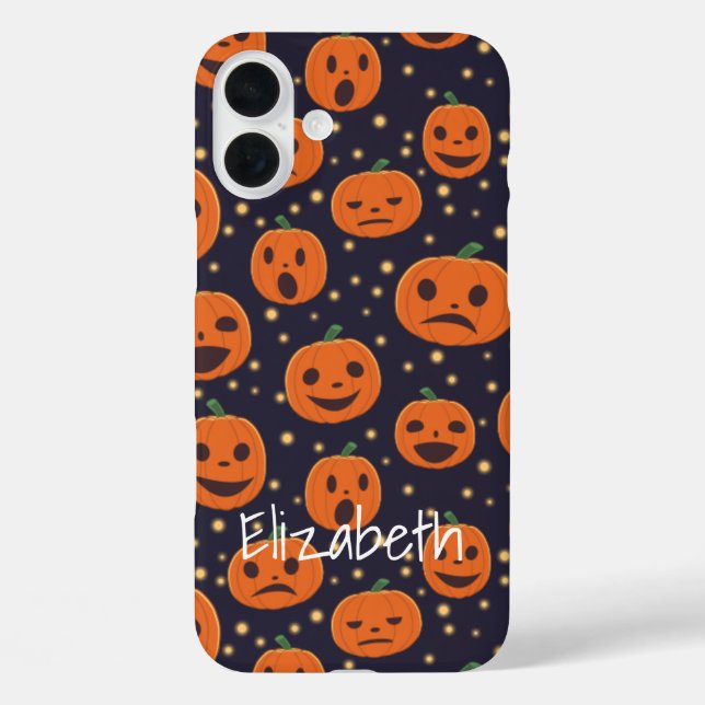 Halloween Pumpkin Pattern Kürbislaterne Custom Ca iPhone 16 Plus Hülle (Rückseite)