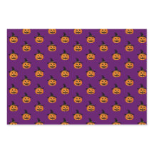 Halloween Pumpkin Pattern Lila Wrapping Paper