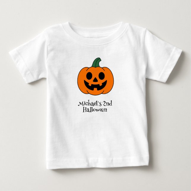 Halloween Pumpkin Personalisiert Baby Boy Baby T-shirt (Vorderseite)